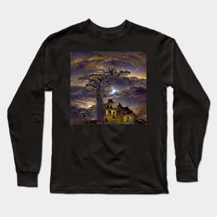 EERIE HALLOWEEN HOUSE WITH A GHOST Long Sleeve T-Shirt